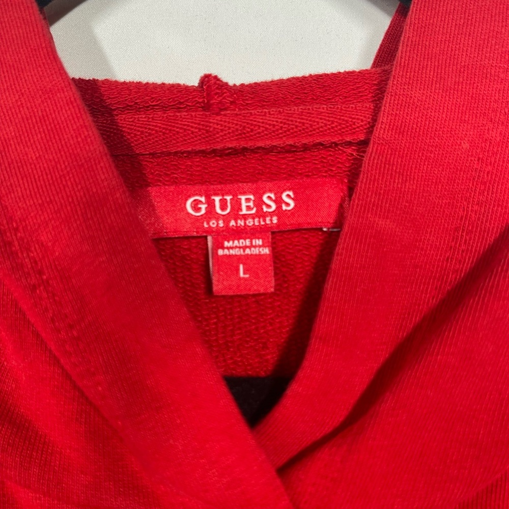 Guess cropped hooded sweatshirt Tulip Red Large - Picture 2 of 4